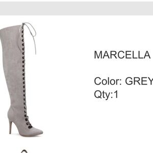Shoedazzle gray laced high heel boots size 38.5